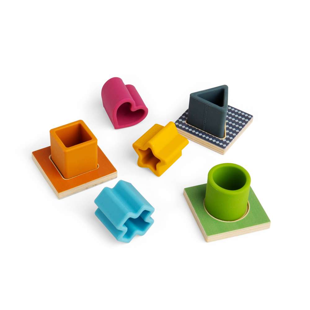Bigjigs Toys Simply Scandi Feel and Find Silicone and Wooden Shape Sorter Game 9 Pieces