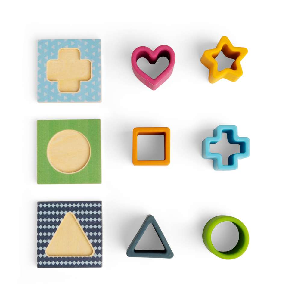Bigjigs Toys Simply Scandi Feel and Find Silicone and Wooden Shape Sorter Game 9 Pieces