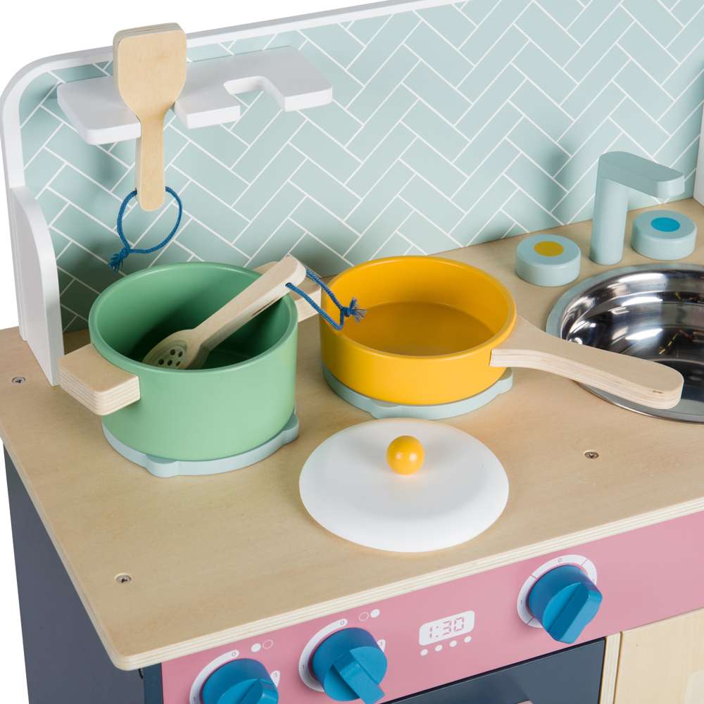 Bigjigs Toys Simply Scandi Kitchen Wooden Play Kitchen with Accessories