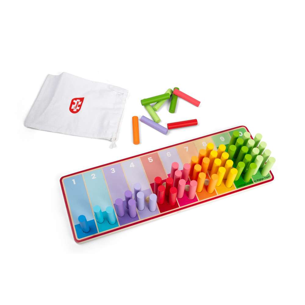 Bigjigs Toys Wooden Rainbow Counting Sticks Educational Toddler Toy for 18 Months Plus