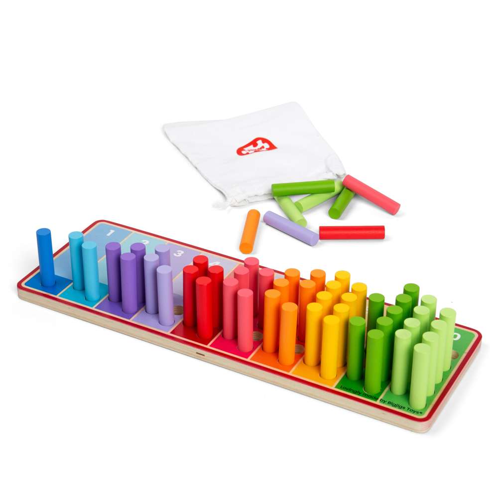 Bigjigs Toys Wooden Rainbow Counting Sticks Educational Toddler Toy for 18 Months Plus