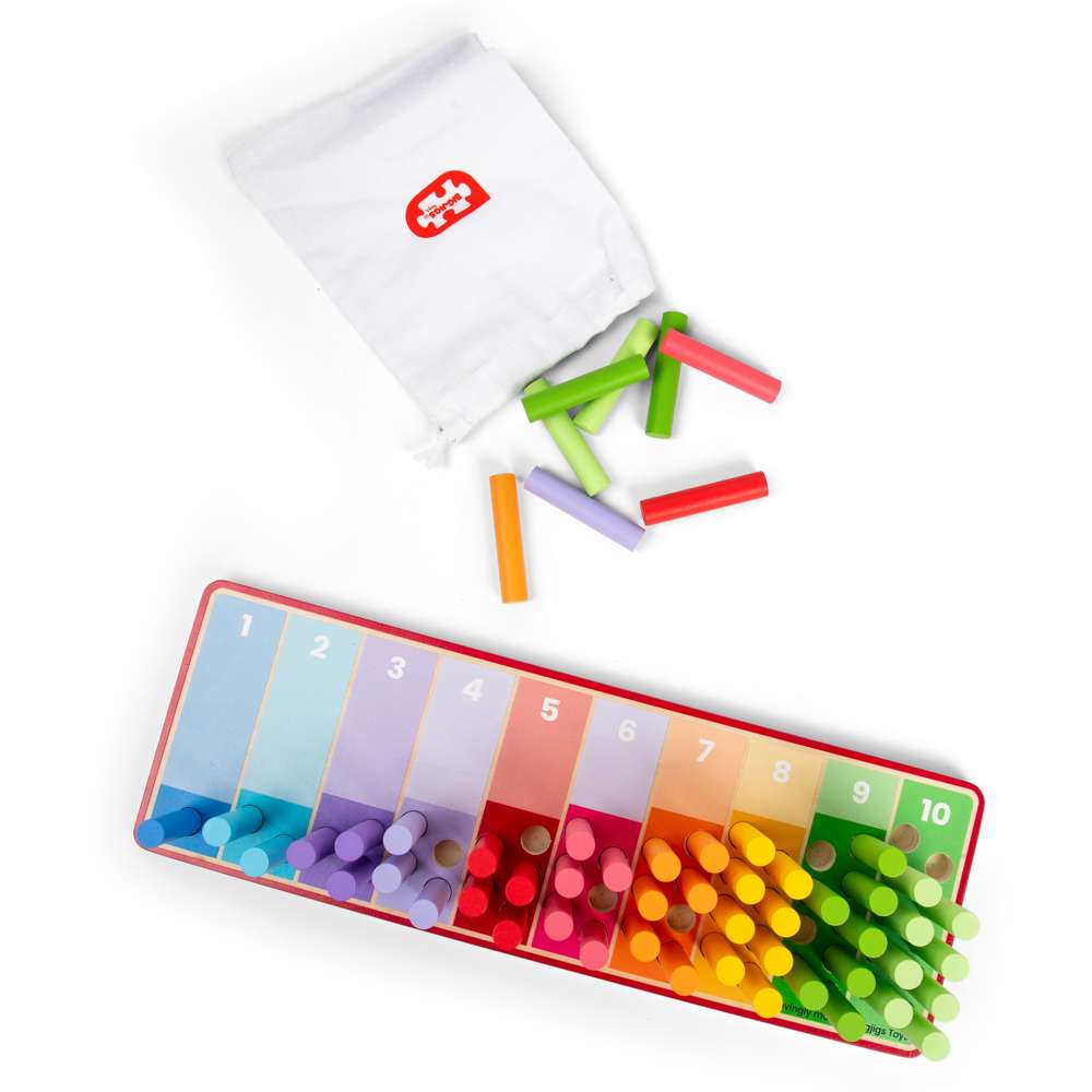 Bigjigs Toys Wooden Rainbow Counting Sticks Educational Toddler Toy for 18 Months Plus