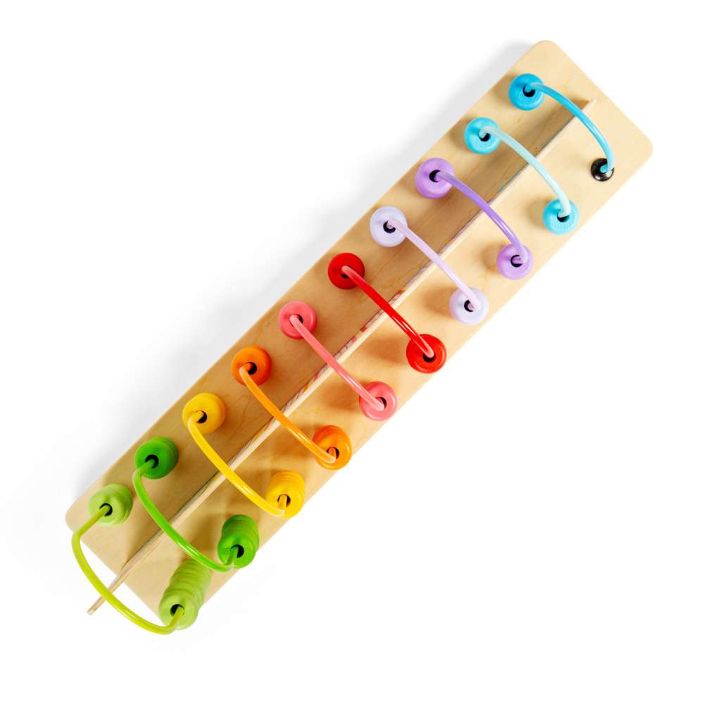 Bigjigs Toys Wooden Rainbow Counting Abacus Maths Toy with 55 Beads and Tray