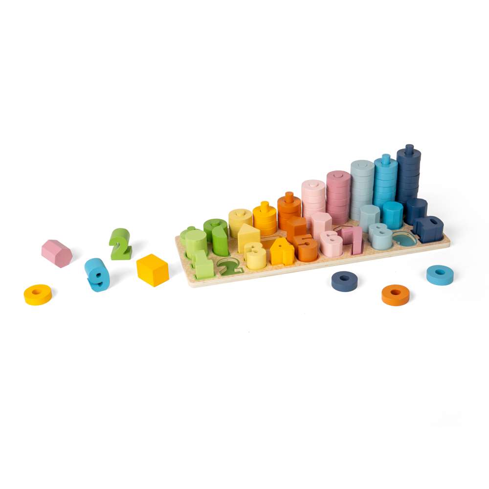 Bigjigs Toys Wooden 1 to 10 Counting Board Educational Number Sorter Shape Matcher 78 Pieces