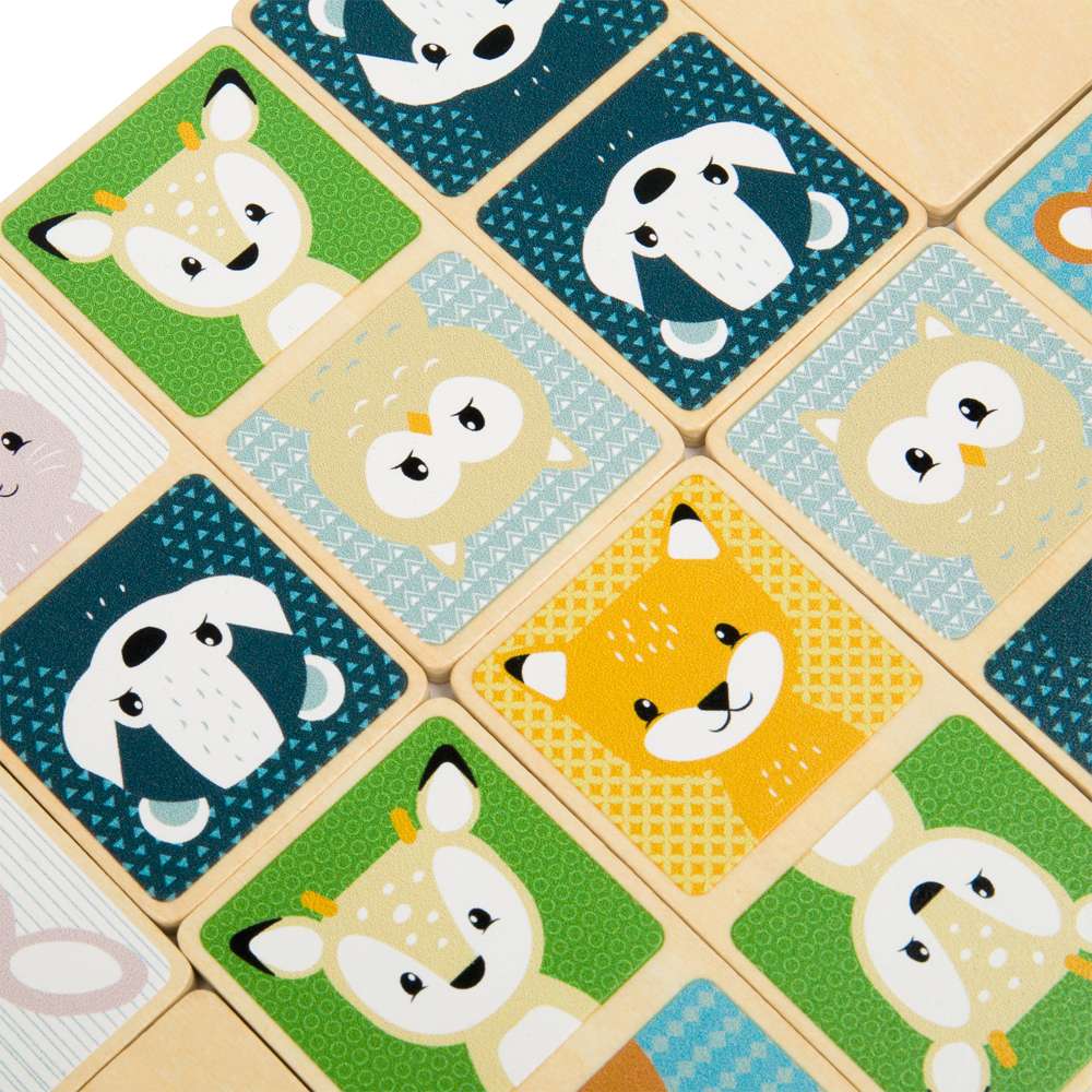 Bigjigs Toys Wooden Woodland Animal Match Memory Game with 28 Play Pieces