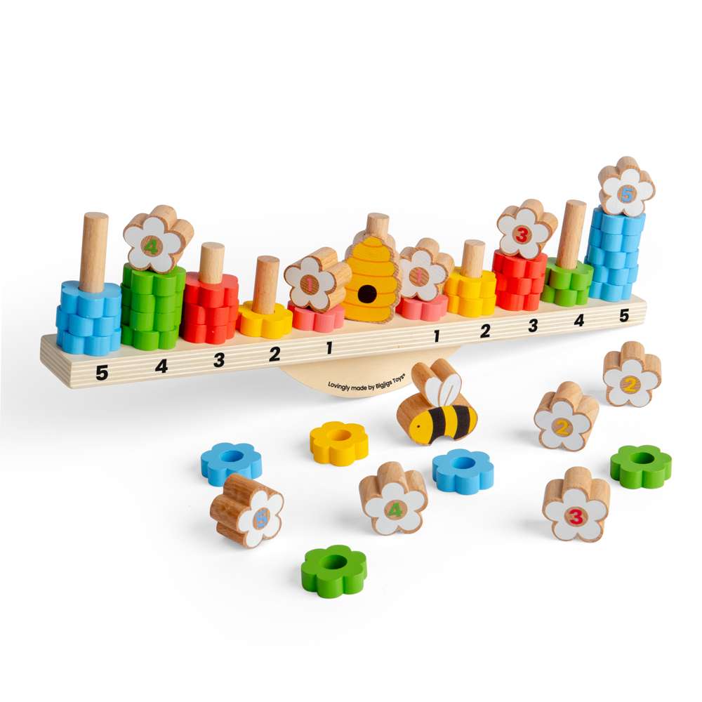 Bigjigs Toys Bee Balanced Wooden Game and Stacking Toy with 44 Pieces for Ages 3 Plus