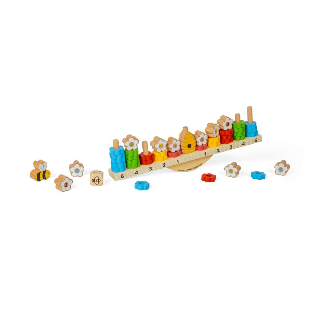 Bigjigs Toys Bee Balanced Wooden Game and Stacking Toy with 44 Pieces for Ages 3 Plus