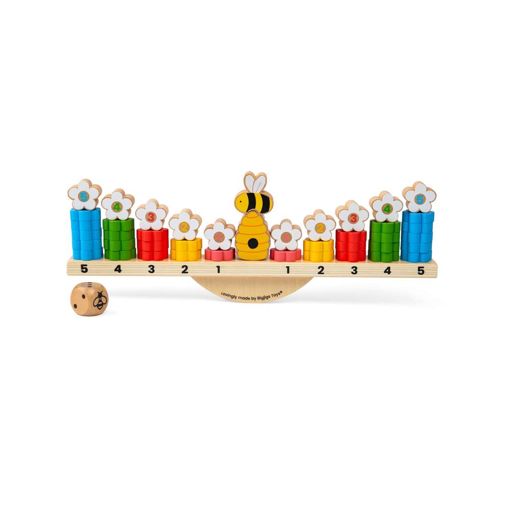 Bigjigs Toys Bee Balanced Wooden Game and Stacking Toy with 44 Pieces for Ages 3 Plus