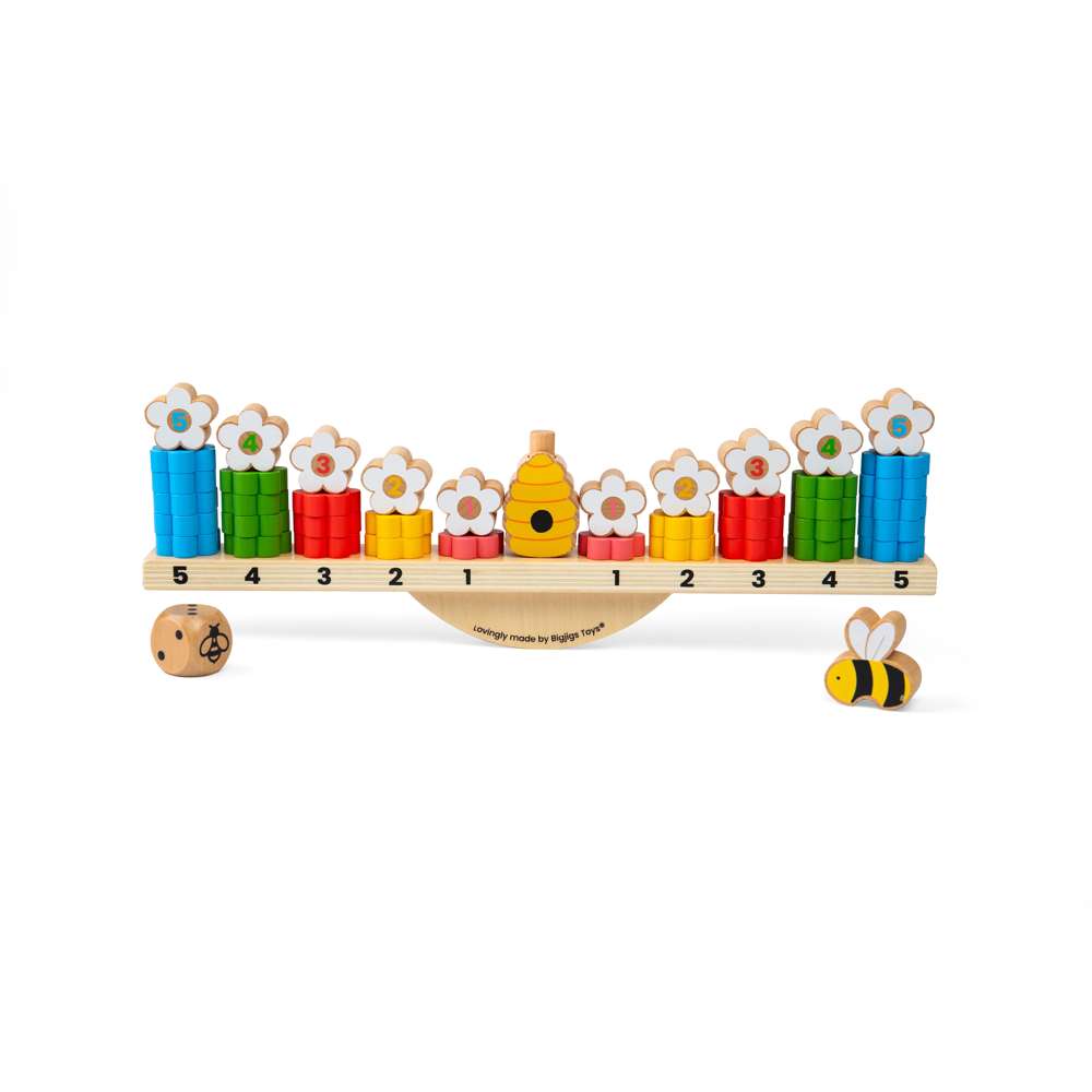 Bigjigs Toys Bee Balanced Wooden Game and Stacking Toy with 44 Pieces for Ages 3 Plus