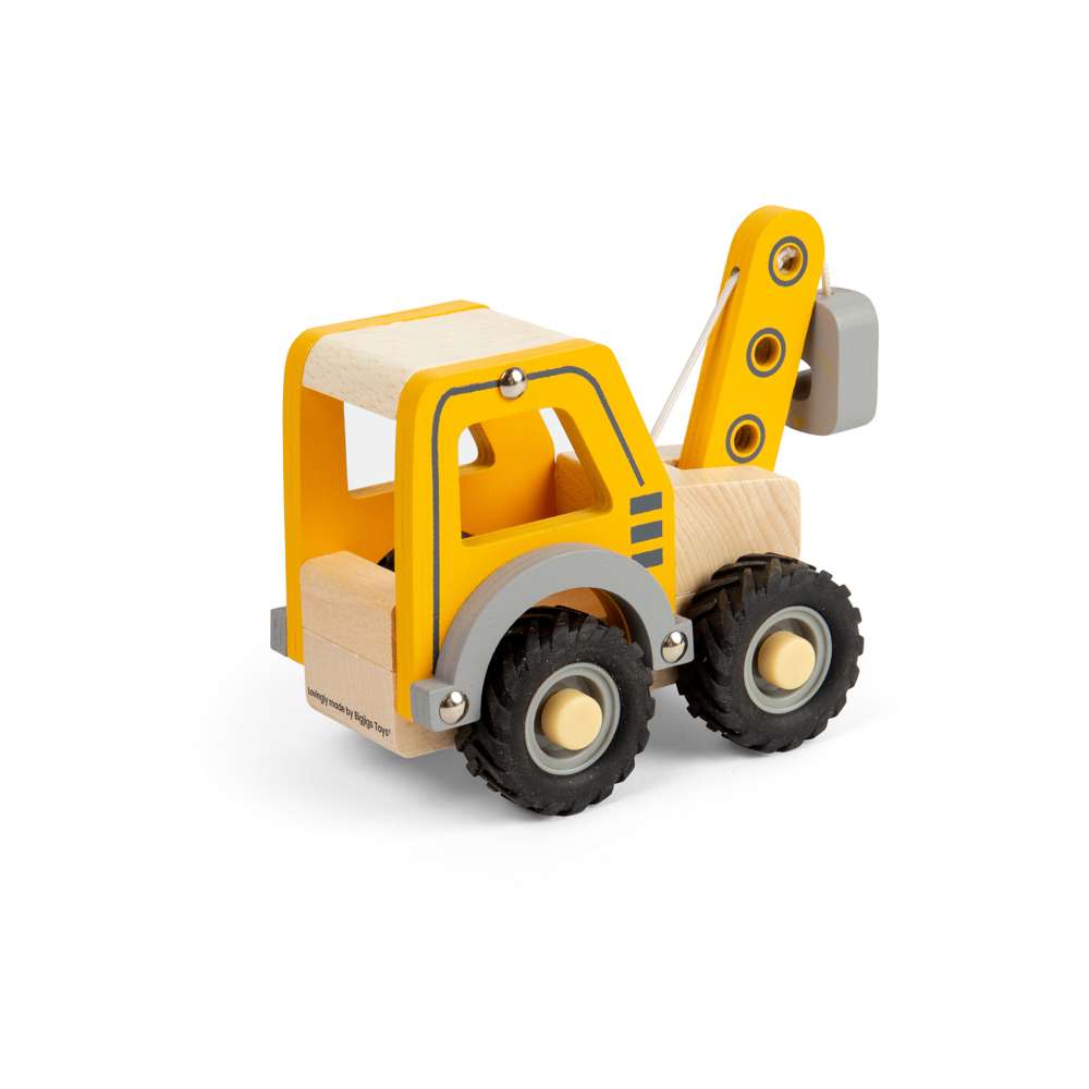 Bigjigs Toys Wooden Mini Crane Truck Eco Friendly Toy for 12 Months Plus