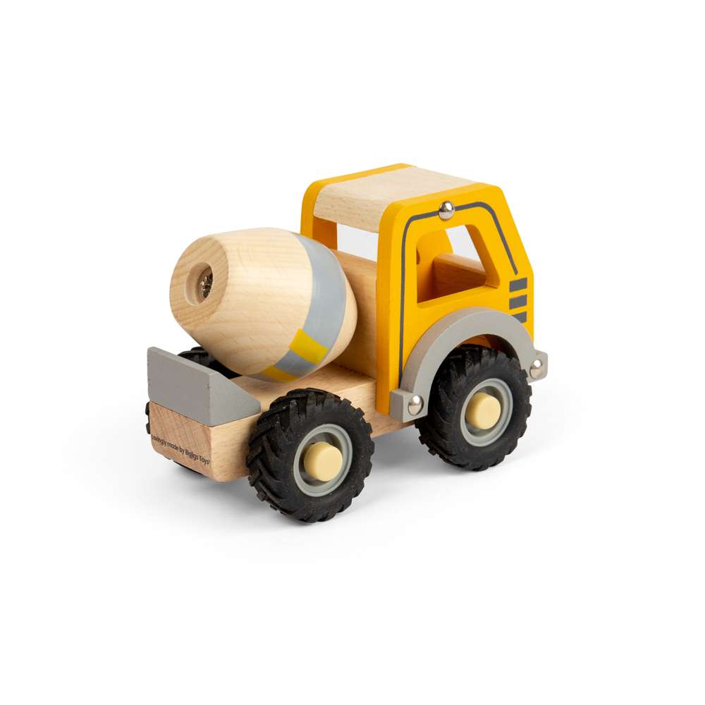 Bigjigs Toys Mini Mixer Wooden Construction Truck Toy for 12 Months Plus
