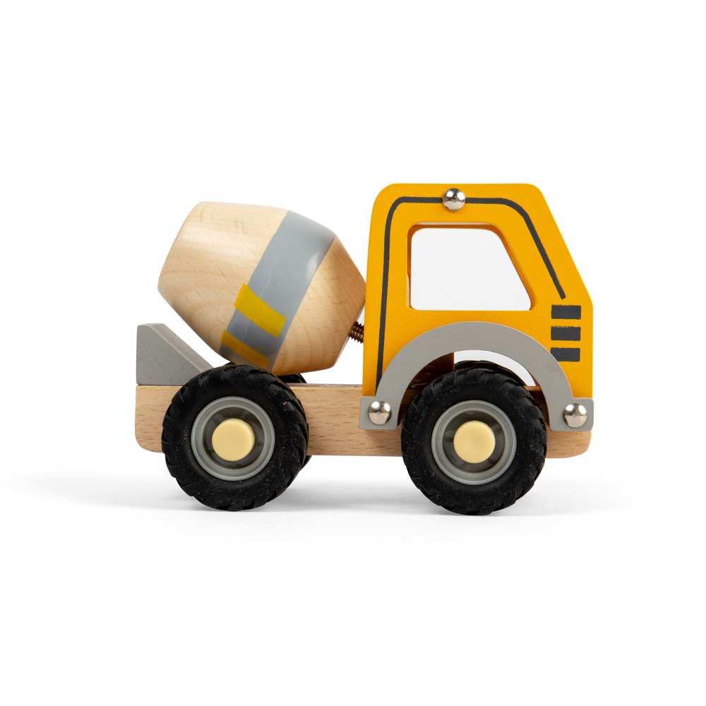 Bigjigs Toys Mini Mixer Wooden Construction Truck Toy for 12 Months Plus