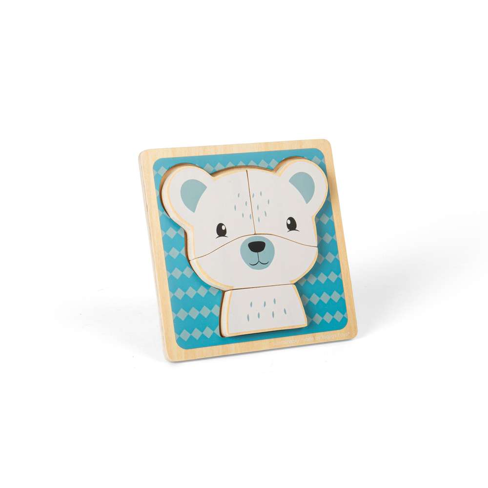 Bigjigs Toys Polar Bear Wooden Chunky Puzzle Educational Toy for Toddlers 10 Months Plus