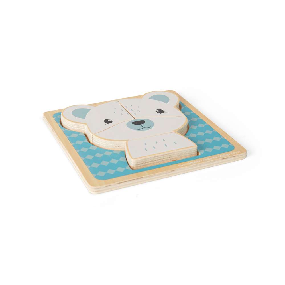 Bigjigs Toys Polar Bear Wooden Chunky Puzzle Educational Toy for Toddlers 10 Months Plus