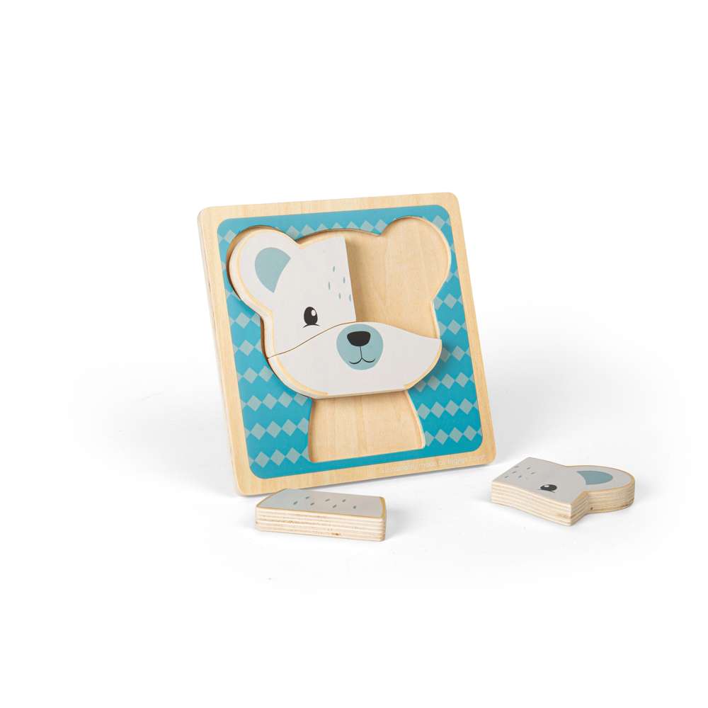 Bigjigs Toys Polar Bear Wooden Chunky Puzzle Educational Toy for Toddlers 10 Months Plus