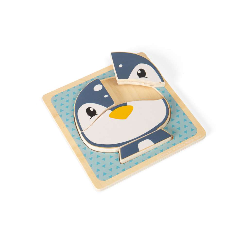 Bigjigs Toys Penguin Chunky Wooden Jigsaw Puzzle for Toddlers 10 Months Plus