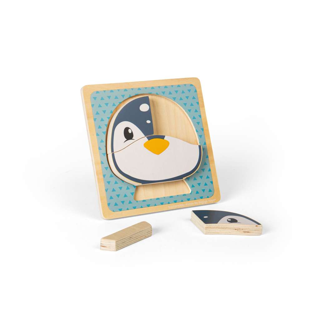 Bigjigs Toys Penguin Chunky Wooden Jigsaw Puzzle for Toddlers 10 Months Plus
