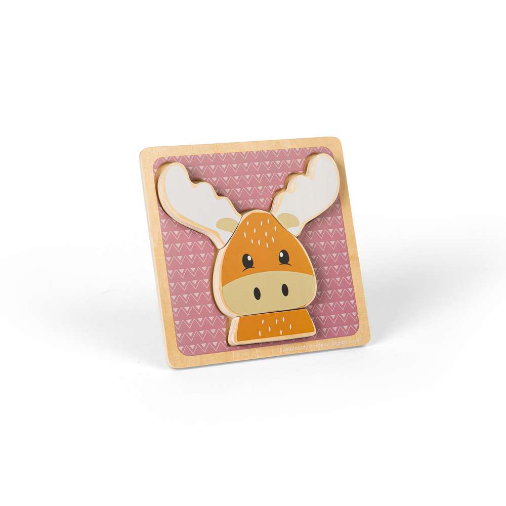 Bigjigs Toys Reindeer Chunky Wooden Puzzle Educational Toy for Toddlers 10 Months Plus