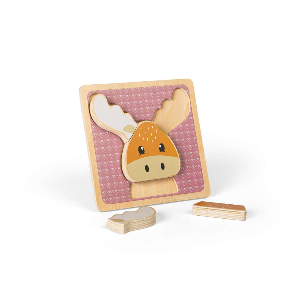 Bigjigs Toys Reindeer Chunky Wooden Puzzle Educational Toy for Toddlers 10 Months Plus