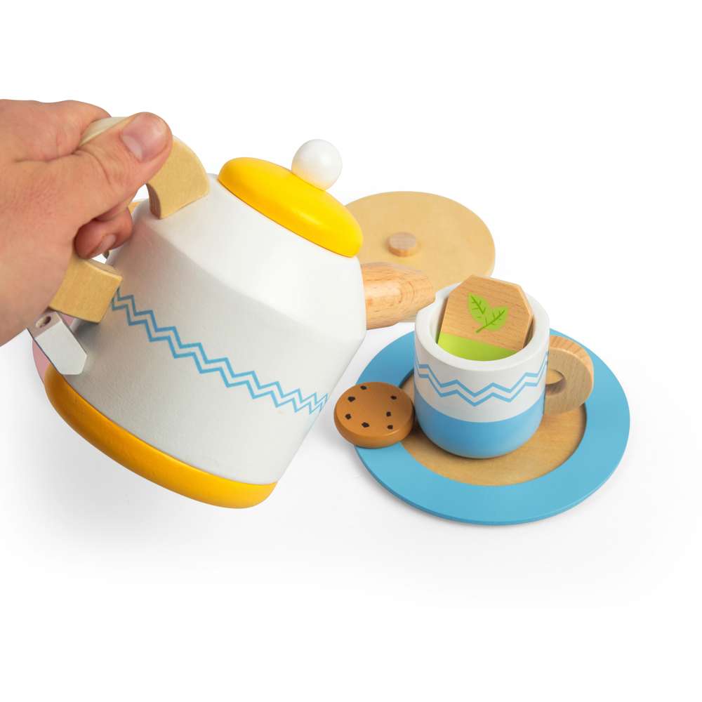 Bigjigs Toys Wooden Tea Set For Two Kids Role Play Kitchen Toy 18 Months Plus