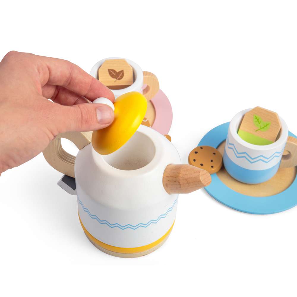 Bigjigs Toys Wooden Tea Set For Two Kids Role Play Kitchen Toy 18 Months Plus