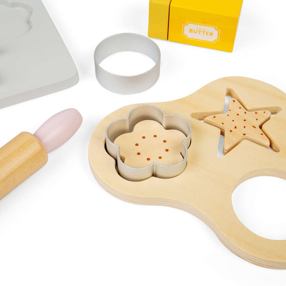 Bigjigs Toys Wooden Baking Cookies Set Kids Pretend Play Kitchen Toy with Accessories 18 Months Plus