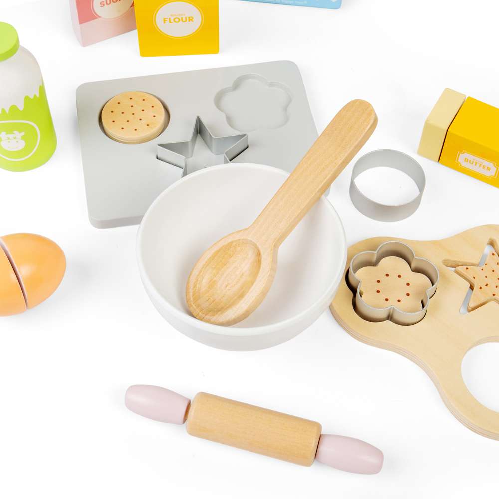 Bigjigs Toys Wooden Baking Cookies Set Kids Pretend Play Kitchen Toy with Accessories 18 Months Plus