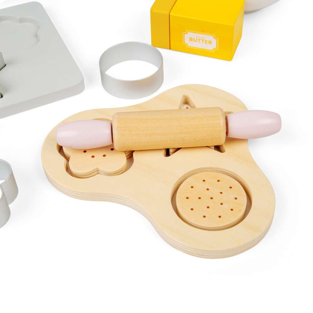 Bigjigs Toys Wooden Baking Cookies Set Kids Pretend Play Kitchen Toy with Accessories 18 Months Plus