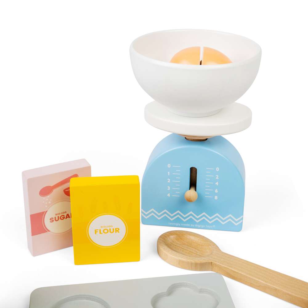 Bigjigs Toys Wooden Baking Cookies Set Kids Pretend Play Kitchen Toy with Accessories 18 Months Plus
