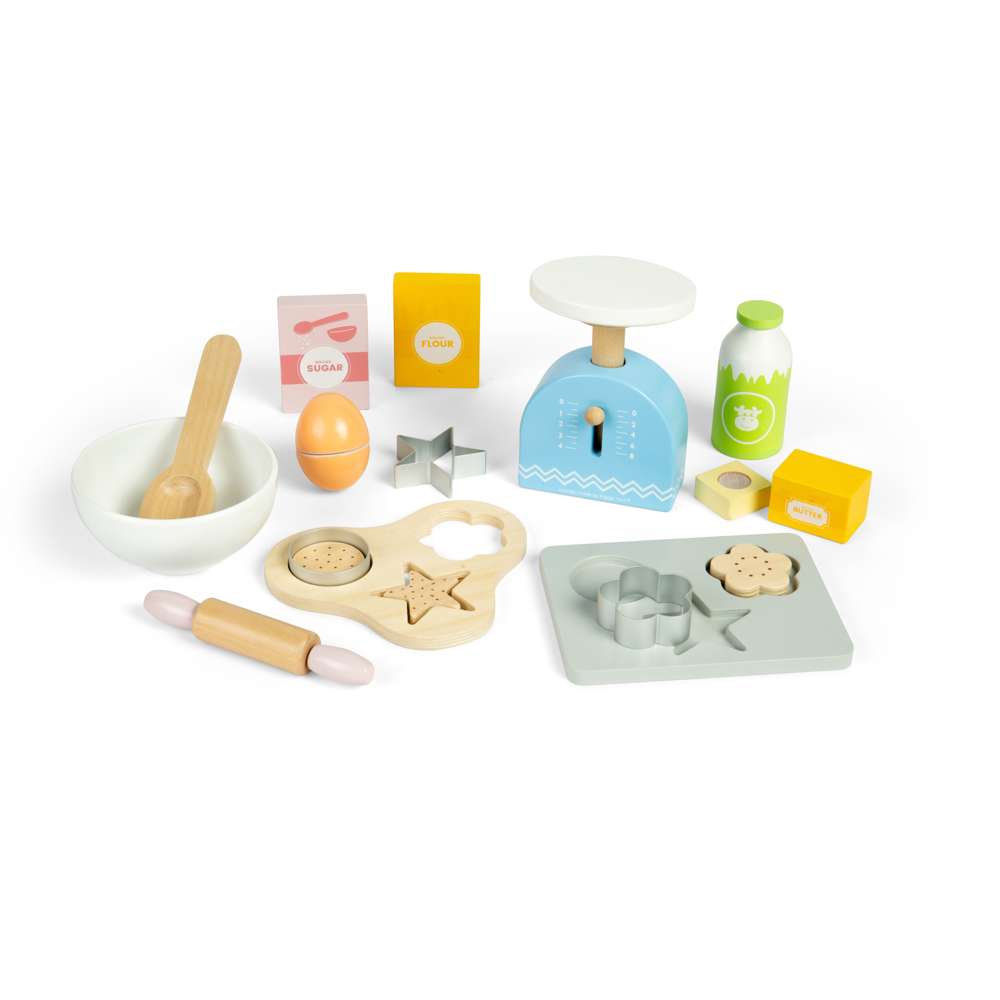 Bigjigs Toys Wooden Baking Cookies Set Kids Pretend Play Kitchen Toy with Accessories 18 Months Plus