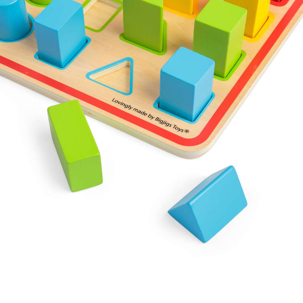 Bigjigs Toys Wooden Shape Puzzle Matching Game with 17 Play Pieces for Toddlers 12 Months Plus