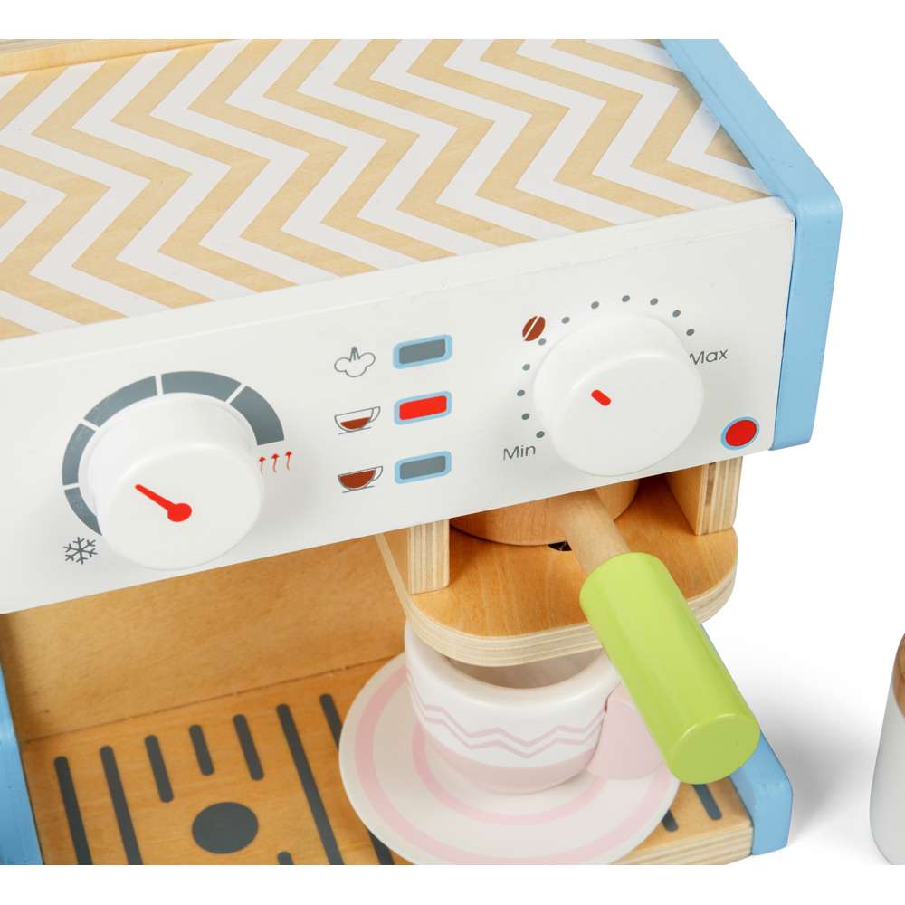 Bigjigs Toys Wooden Coffee Maker Pretend Play Kitchen Set with 11 Accessories