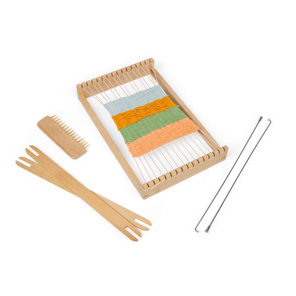 Bigjigs Toys Wooden Weaving Loom Kit for Kids with 10 Pieces and Yarn