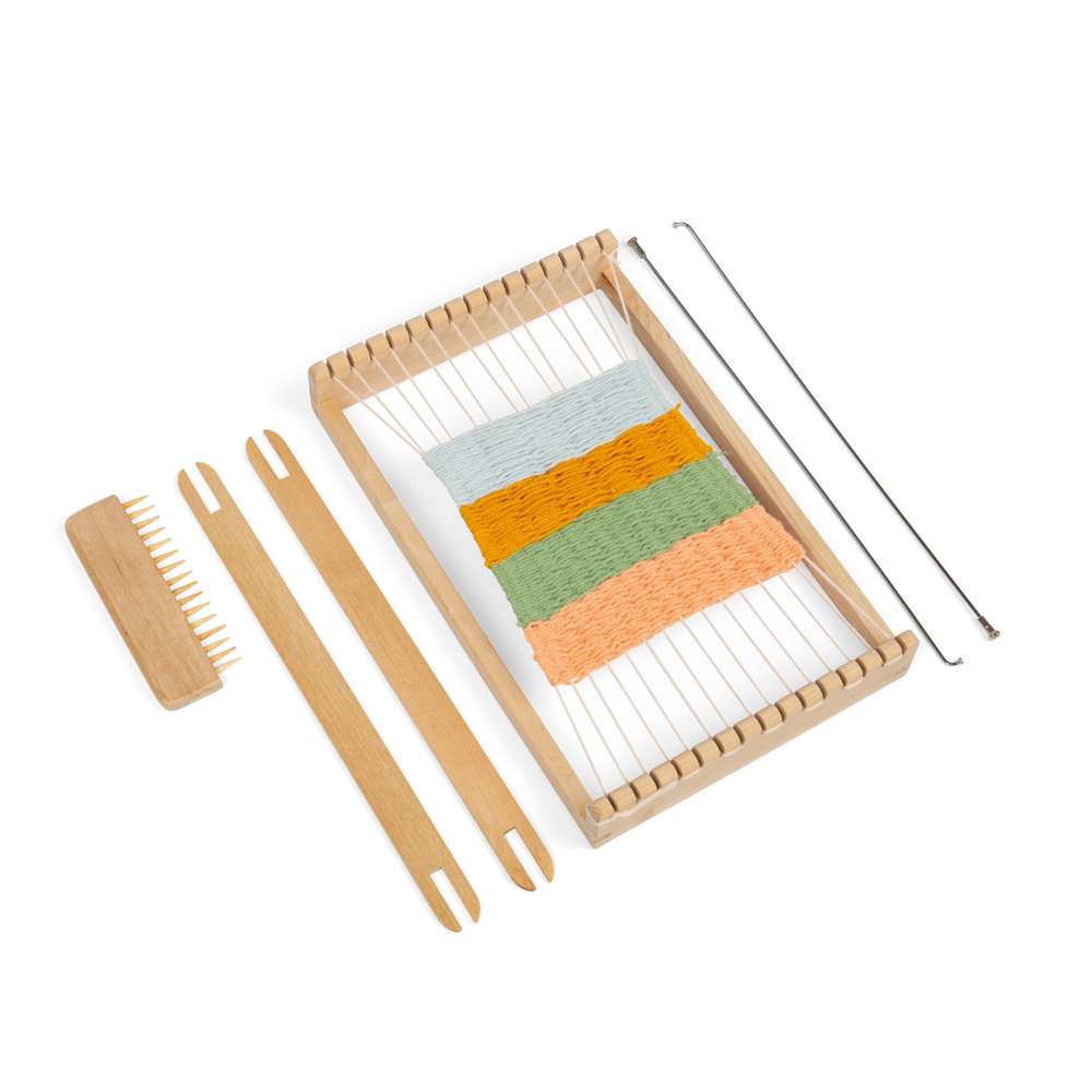 Bigjigs Toys Wooden Weaving Loom Kit for Kids with 10 Pieces and Yarn