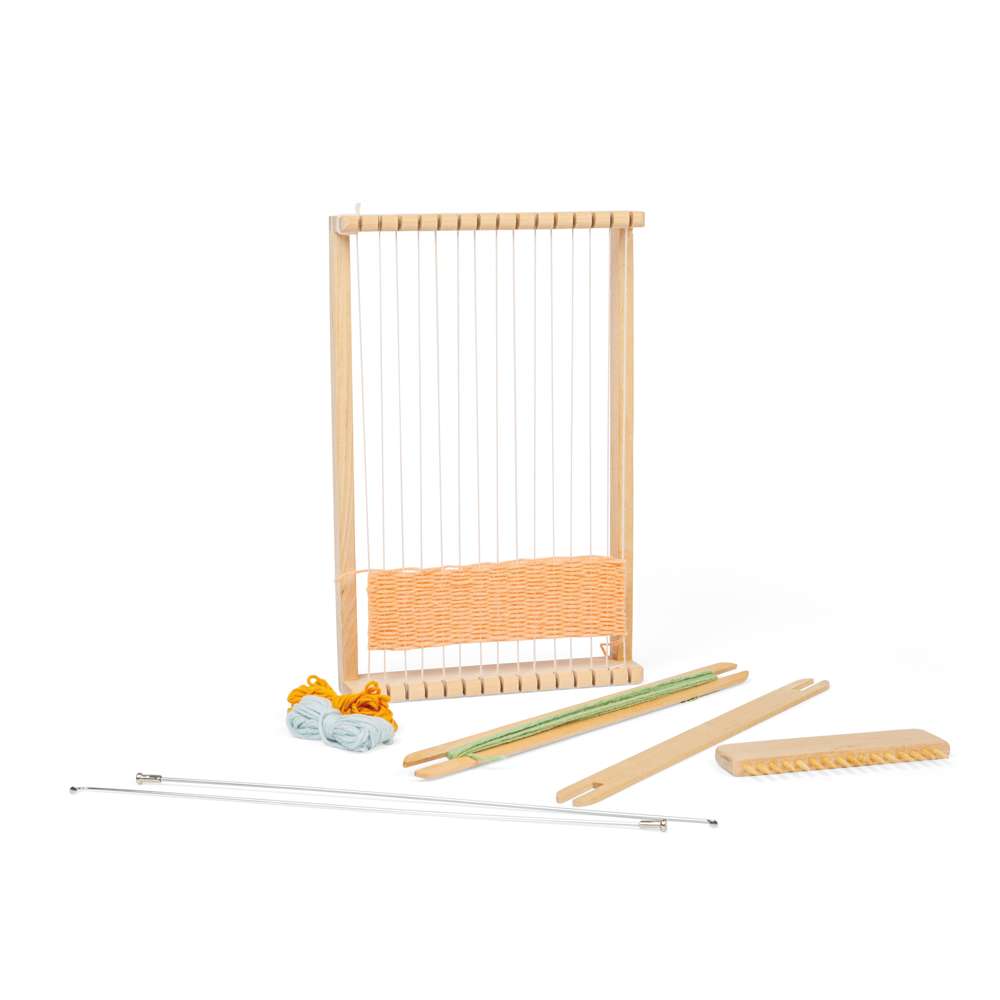 Bigjigs Toys Wooden Weaving Loom Kit for Kids with 10 Pieces and Yarn