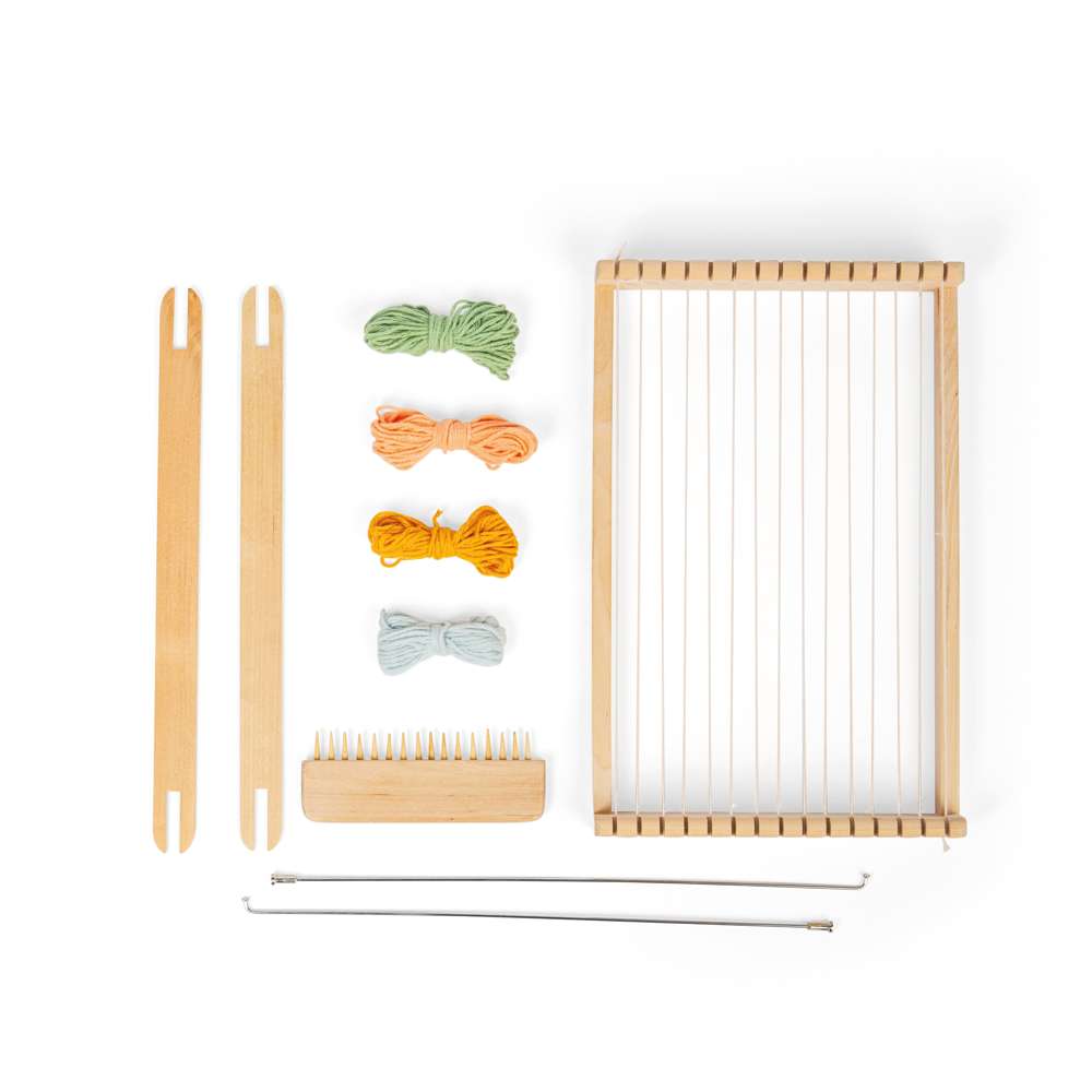 Bigjigs Toys Wooden Weaving Loom Kit for Kids with 10 Pieces and Yarn