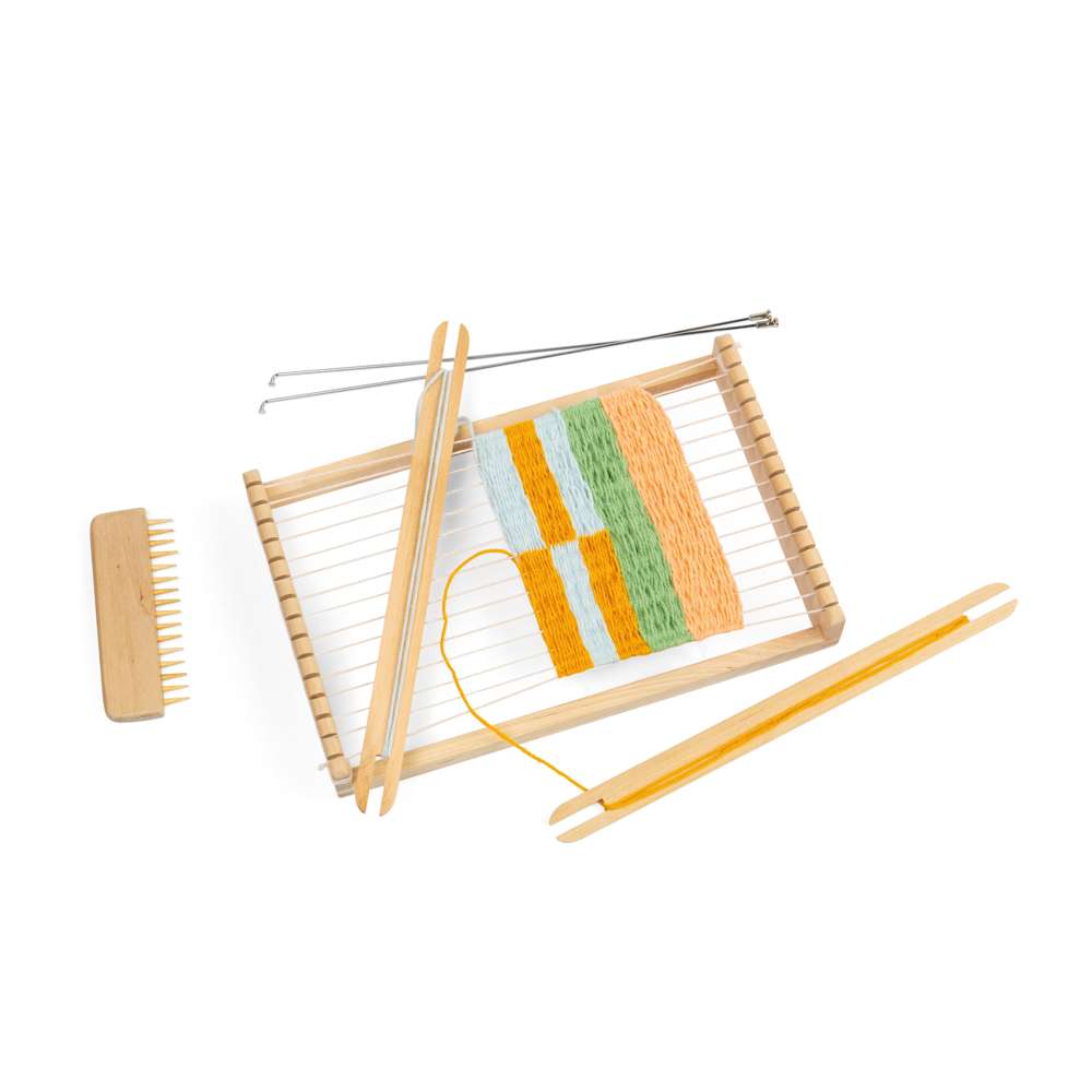Bigjigs Toys Wooden Weaving Loom Kit for Kids with 10 Pieces and Yarn