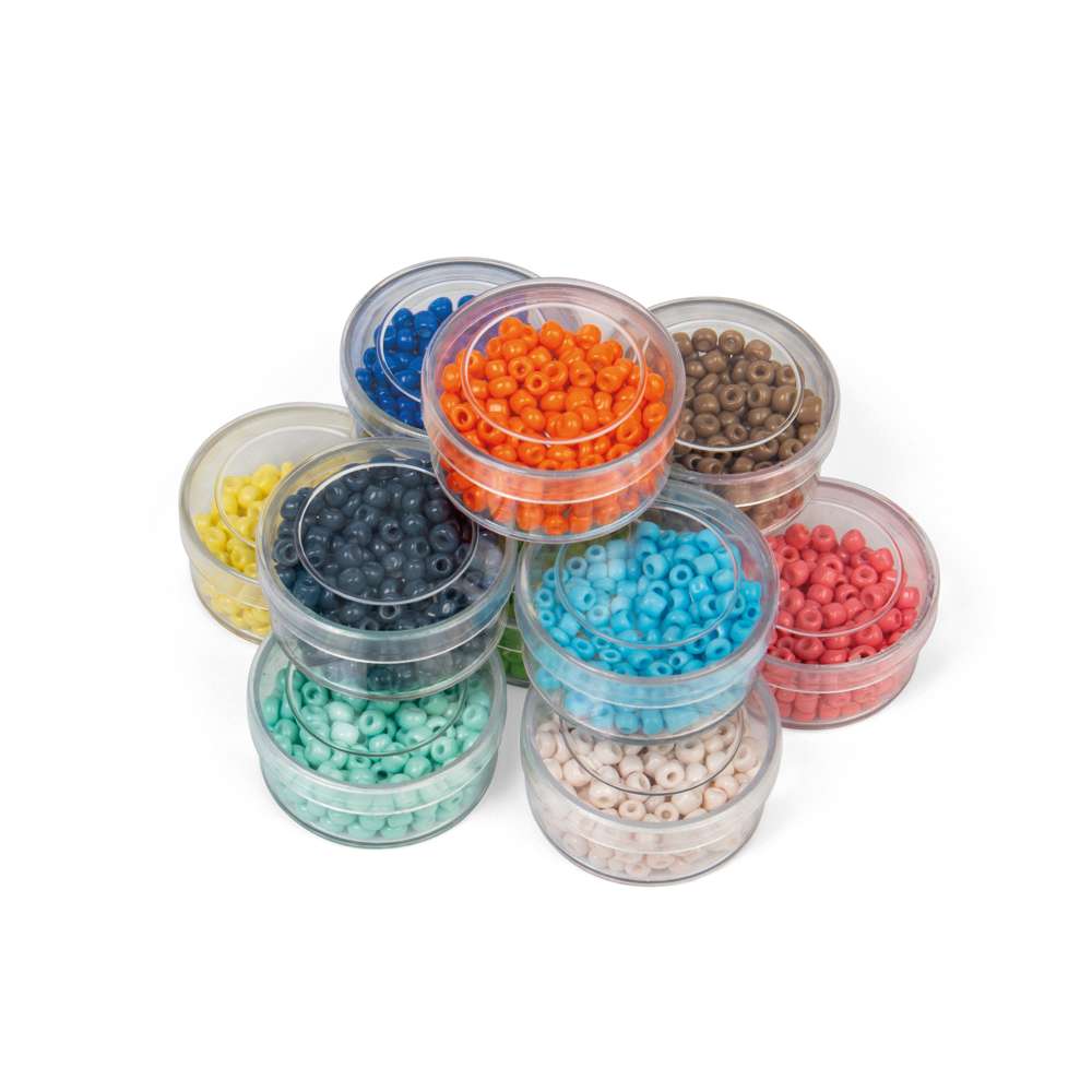 Bigjigs Toys Wooden Bead Weaving Loom Kit with 12 Bead Colours for Kids 3 Years Plus