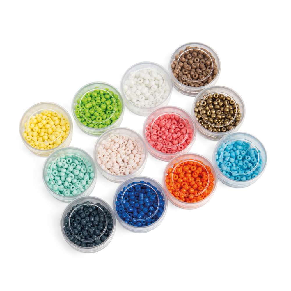 Bigjigs Toys Wooden Bead Weaving Loom Kit with 12 Bead Colours for Kids 3 Years Plus