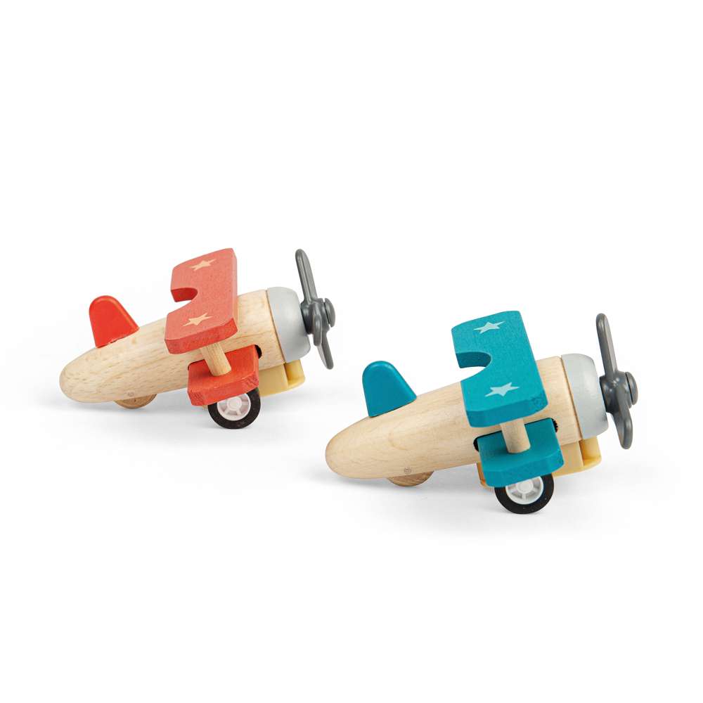 Pull Back Bi-Planes - Red, Blue (Pack of 2)