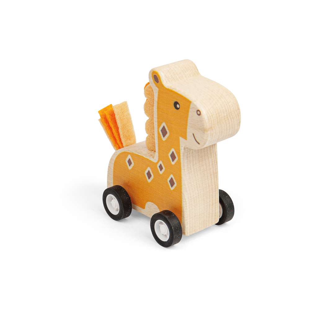 Bigjigs Toys Wooden Animal Pull Back Toys Elephant and Giraffe Pack of 2