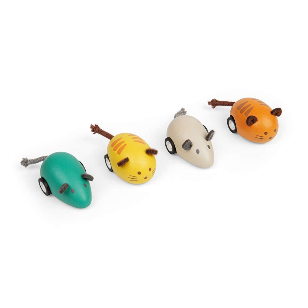 Bigjigs Toys Wooden Cat and Mouse Pull Back Toy Cars Set of 2