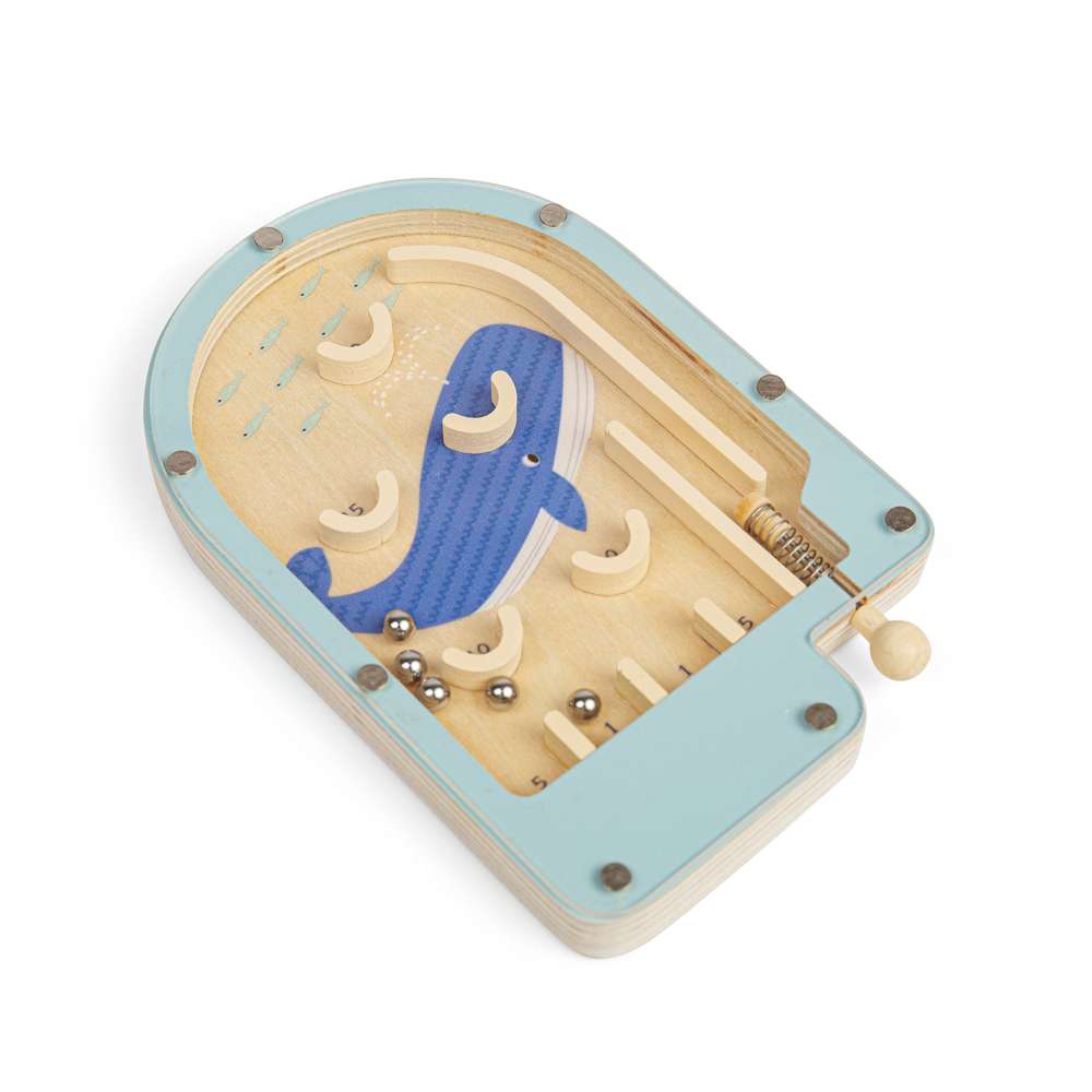 Bigjigs Toys Mini Wooden Whale Pinball Game for Children 3 Years Plus