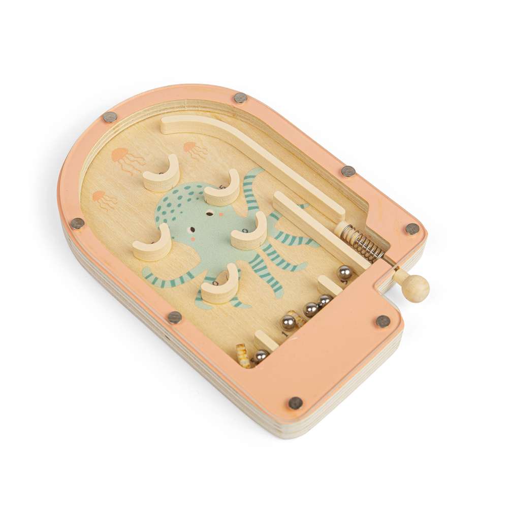 Bigjigs Toys Wooden Octopus Pinball Game Mini Travel Toy for 3 Plus Years