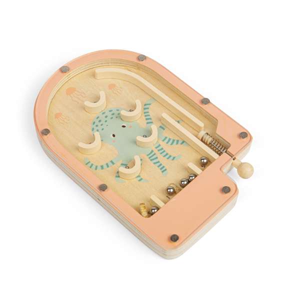 Bigjigs Toys Wooden Octopus Pinball Game Mini Travel Toy for 3 Plus Years