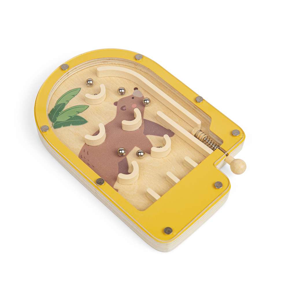 Bigjigs Toys Mini Wooden Bear Pinball Game Animal Theme Travel Toy for Kids 3 Years Plus