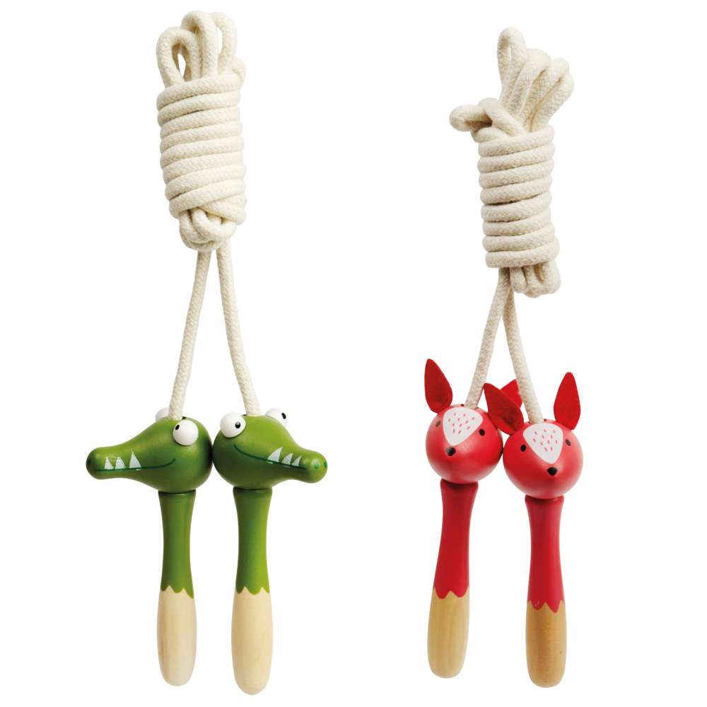 Bigjigs Toys Wooden Animal Skipping Ropes Fox and Crocodile 2 Pack