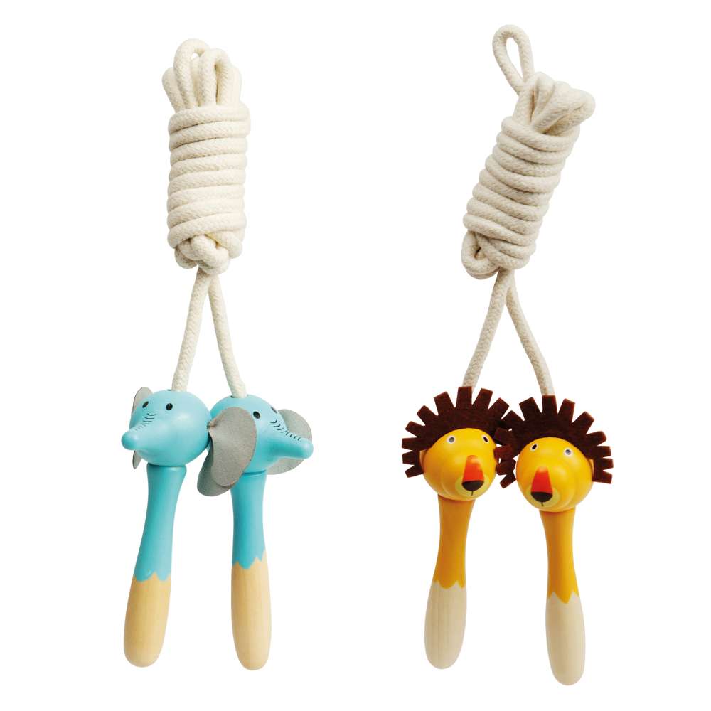 Bigjigs Toys Wooden Animal Skipping Ropes Lion and Elephant 2 Pack