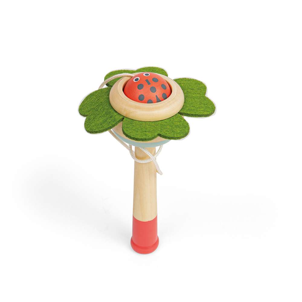 Bigjigs Toys Wooden Flower Ball and Cup Game Ladybird Design for Ages 3 Plus