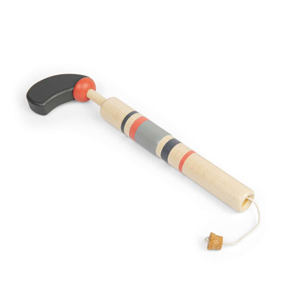 Bigjigs Toys Wooden Pop Gun Toy Sustainable Wood Grey and Red Pocket Money Toy for Kids 3 Years plus